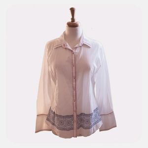 100% Cotton Embroidered Button Down Long-Sleeve